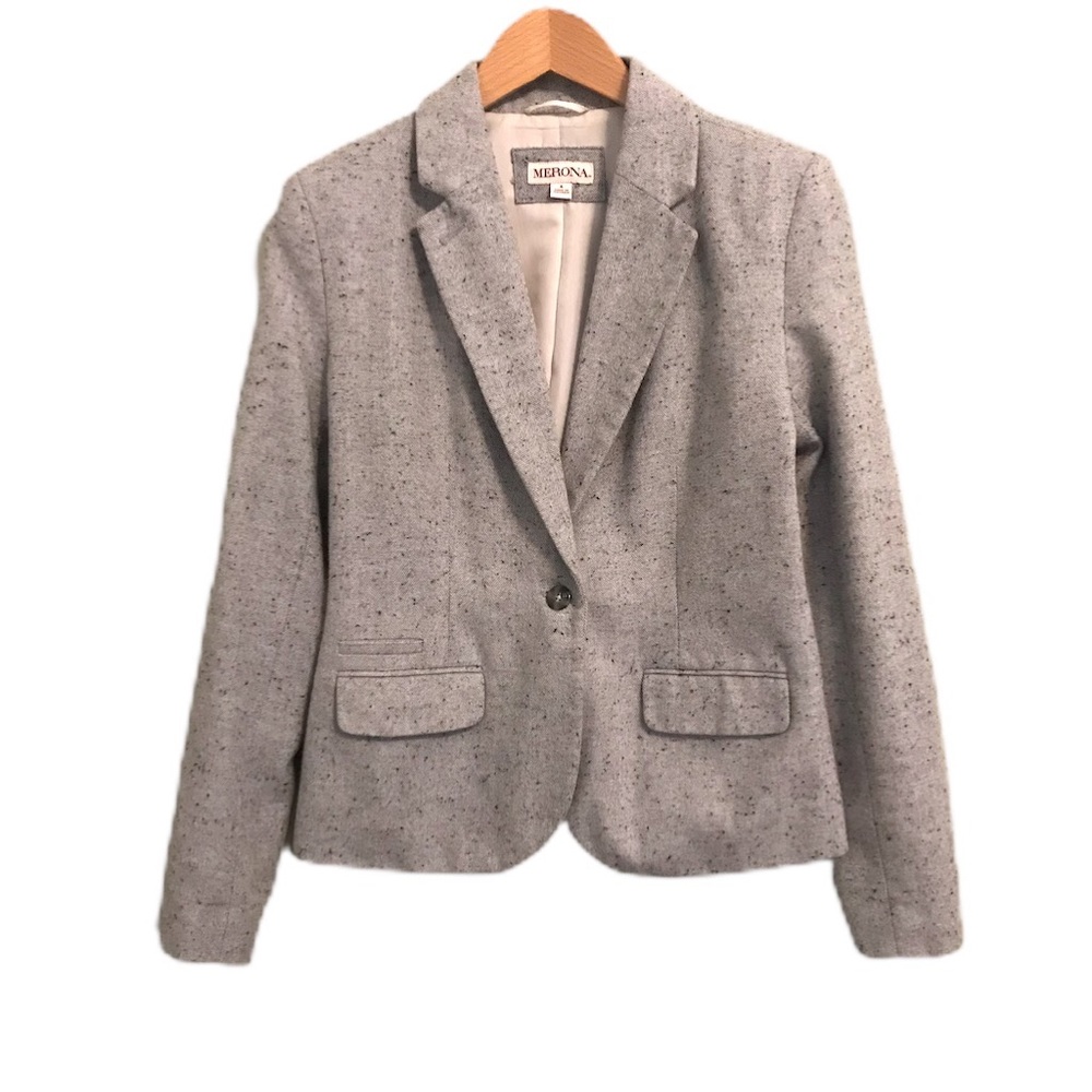 Merona light grey tweed blazer single size 4 EUC
